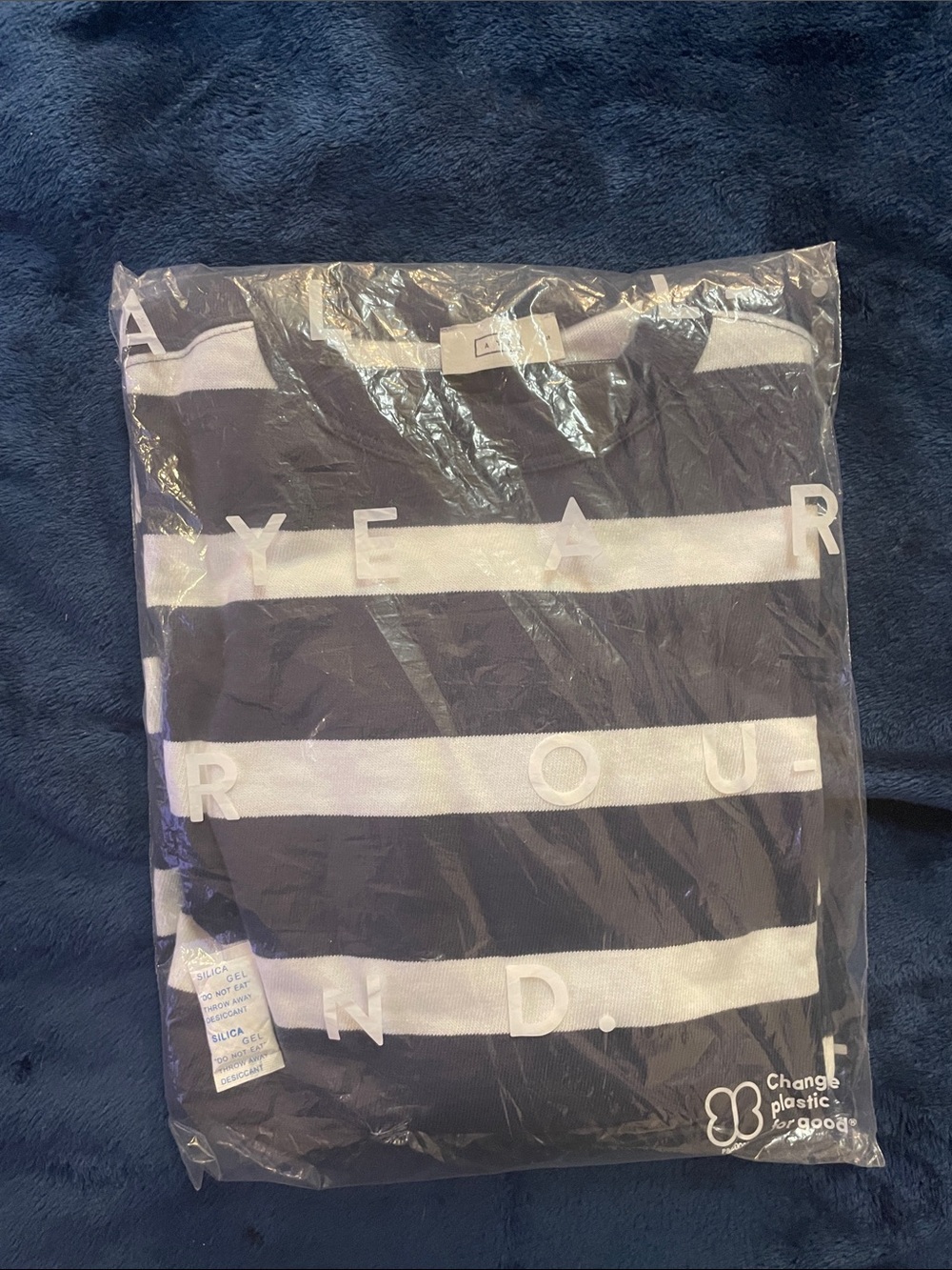 AYR Black and White Striped Logo Tee